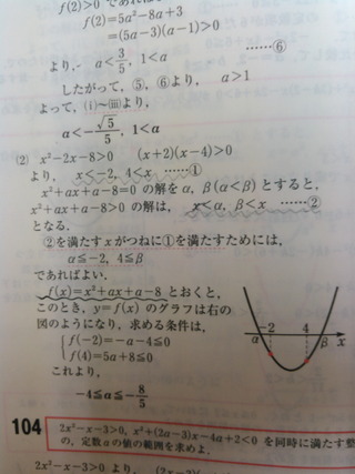 不等式x 2 Ax A 8 0を満たすxの値がつねに不等式x 2 2x 8 0 Yahoo 知恵袋