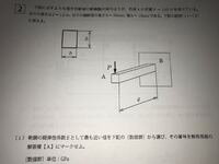 材料力学の問題です。機械設計技術者試験三級の問題です。教えてください。 長方形断面の片持ち梁が、先端Aに荷重150Nを受けている。梁の長さは1.2m、梁の断面高さ20mm、横15mmである。
この時の縦弾性係数は。