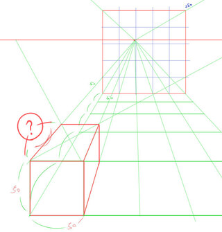 １点透視図法における正方形の奥行きの導き方について パースについて勉 Yahoo 知恵袋