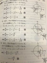 この写真の⑵、θ＝6分の11πとしてサインθ、コサインθ