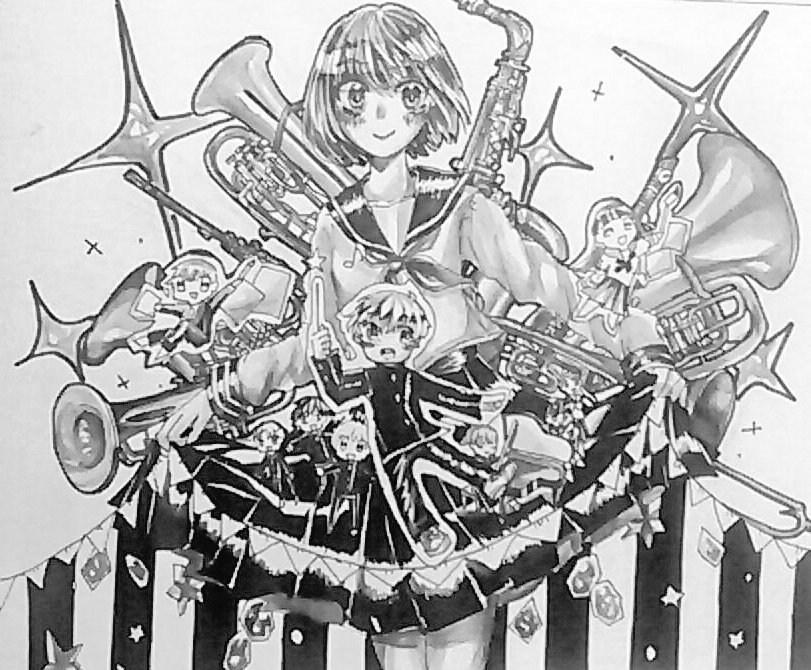 中学3年生です。絵の評価お願いします。行事の表紙絵を書かせてもらい