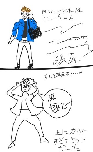 イラスト付 強風で前髪があがることについて 今日の出来事です 海の Yahoo 知恵袋