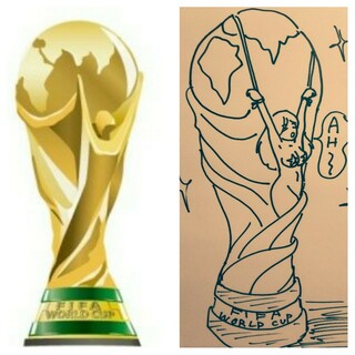 Fifaワールドカップ杯の優勝トロフィーがあまりにもカッコイイから描いてみまし Yahoo 知恵袋
