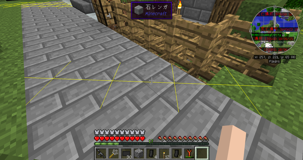 マイクラで黄色いバツ印のスポーンチェッカー？が出て消えません、消し方を教えてください。 