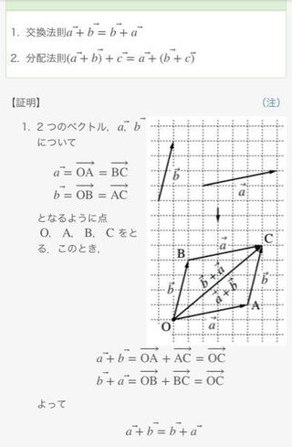 ベクトルの和の交換法則 結合法則の証明が理解できません 画像では図を Yahoo 知恵袋