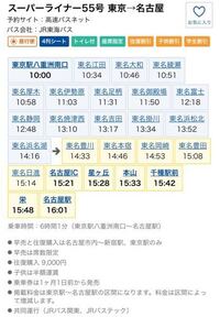 バス比較ナビの見方を教えて下さい 東京から名古屋に行こうと考えバ Yahoo 知恵袋