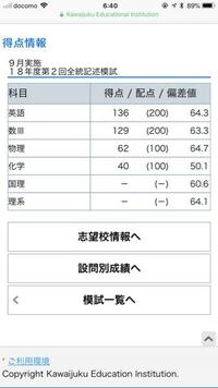 高3全統模試第2回の成績です。名大志望ならもっといりますよね？化学は... - Yahoo!知恵袋