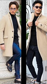 左のチェスターコートが普通の襟で右のチェスターコートがイタリアンカラ Yahoo 知恵袋