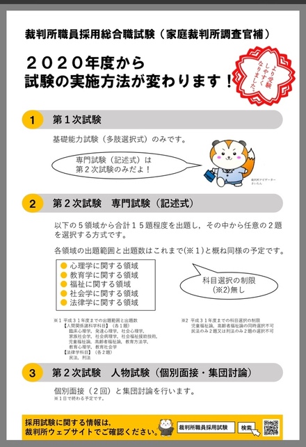 年度から変わる家庭裁判所調査官補の試験について 私は 教えて しごとの先生 Yahoo しごとカタログ