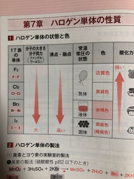 ハロゲンの単体について質問です 沸点と融点についてなのですが Kのような金属現 Yahoo 知恵袋