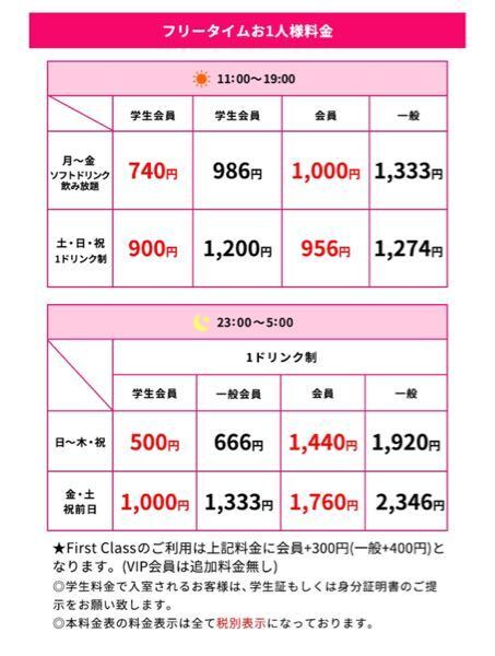 カラオケ館の料金表について質問です 昼のフリータイムで学生会員が２つあるの Yahoo 知恵袋