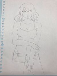 イラストの線画の赤ペン アドバイスをして頂きたいです キャミ へそ出し Yahoo 知恵袋