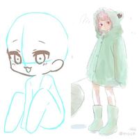 左のデフォルメキャラに右の画像の雨がっぱを着させた絵を描きたいのです Yahoo 知恵袋