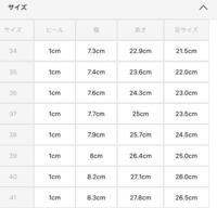 ローファーを買おうかと思っているのですが、このサイズ表の見方がよく 