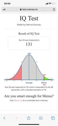 Mensaのiqテスト受けたんですけど 131ってすごいんですか M Yahoo 知恵袋