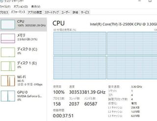 タスクマネージャーを見るとcpu使用率が常に100 でcpu速度が Yahoo 知恵袋