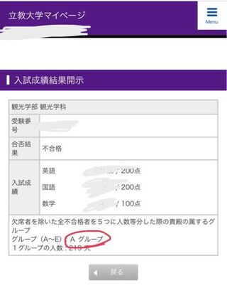 立教の点数開示なんですけどこのグループが等分されてるって書いてありま Yahoo 知恵袋