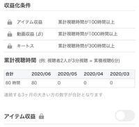 収益化を有効にする条件 累計視聴時間が100時間以上 を満た Yahoo 知恵袋