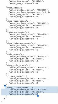 Minecraft Peにて水の色や透明度を変更したいです 質問1水の色を変える場合 Yahoo 知恵袋