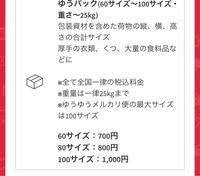 ゆうゆうメルカリ便を利用したいのですが イマイチ60サイズ 80サイ Yahoo 知恵袋