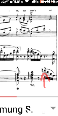シューマン リストの献呈について 赤い矢印の部分 ラの音はこの楽譜ではアクセン Yahoo 知恵袋