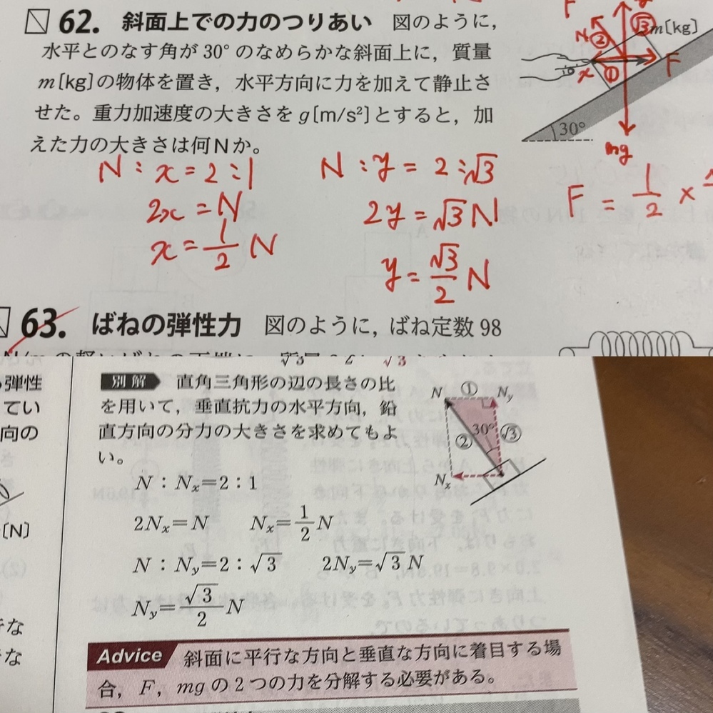 物理基礎の問題です 斜面上での力のつりあいの問題です 解説を読んでもよく Yahoo 知恵袋