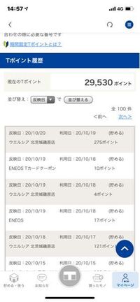 ウエルシアのTポイント2倍で買い物をしたのですが等倍のまましか反映されないです。 1つの商品で通常で30ポイント付くものを8個買いました
それなのに画像のようなポイントしか付かないのですが後で反映されるのでしょうか？
