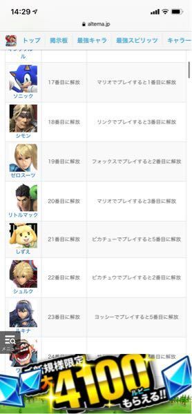 スマブラ初心者なんですけどこのサイトに載ってるようにキャラ解放してるんですけど Yahoo 知恵袋
