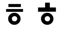 ハングル文字について・・・


「二」の下に「○」の文字と
「なべぶた」の下に「○」の文字って同じものですか？ 