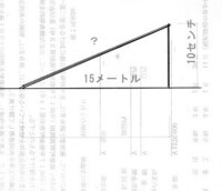 下の写真の水平に15メートル右に行って一センチ上がって の部分は何度 Yahoo 知恵袋