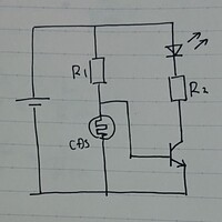 図のようなcdsを用いてledが暗くなると点灯 明るくなると消灯する回路が本に Yahoo 知恵袋