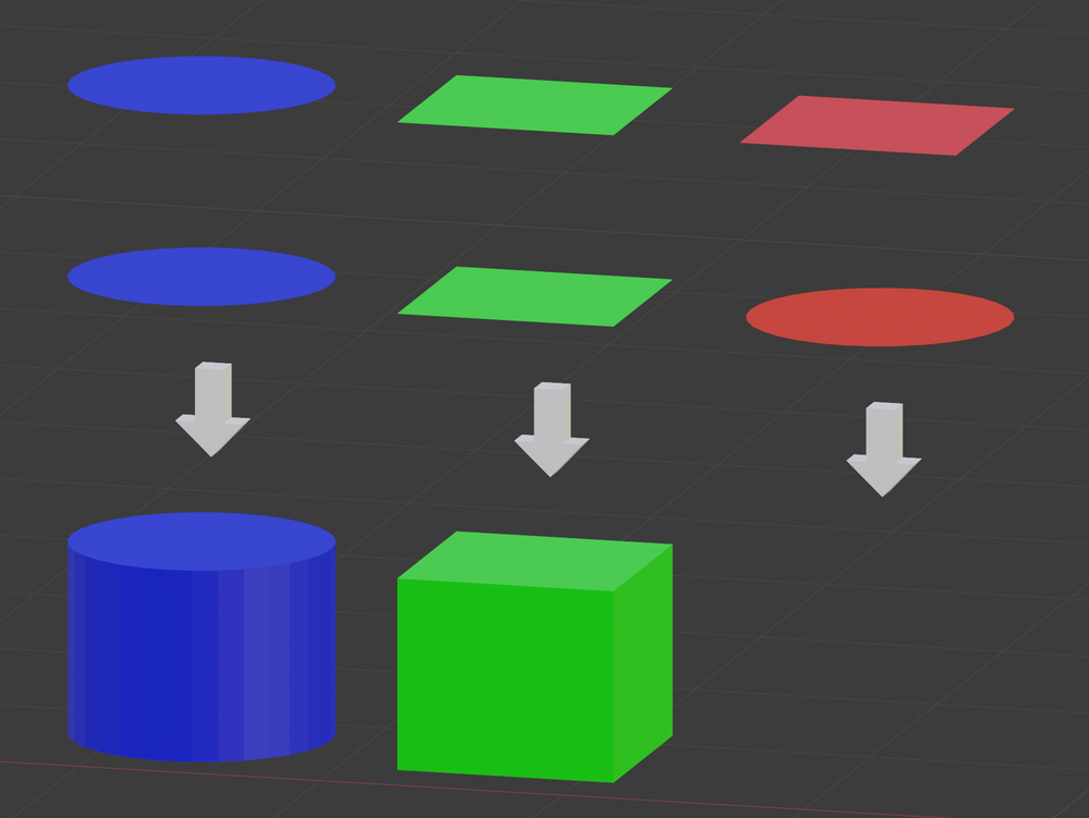 blenderで異なる形の面と面をつなぎたい - 添付の図のように円 