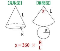 円錐の側面の展開図の扇形の中心角の公式が360 L Rになるのはな Yahoo 知恵袋