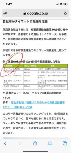 この表って確かですか？ - 基本は自転車は1番ダイエットに向かないと 