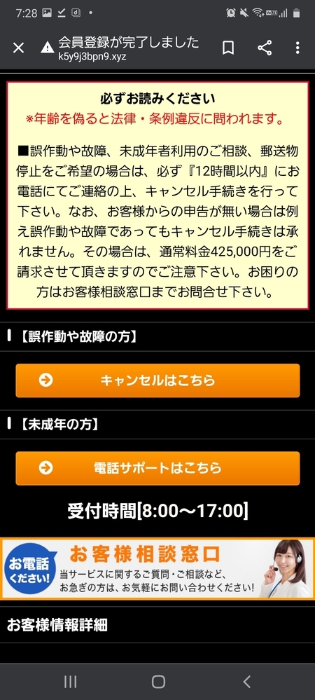 18歳以上かの年齢確認のボタンを間違って「はい」と押してしまって(1 