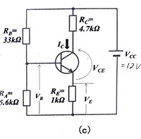 この電流帰還バイアス回路のVceを求めてください。お願いします。hfe=150V,Vbe=0.6Vです 