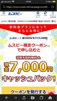 Ocnモバイルoneにキャリア変更する際に ムスビーのキャンペーンか Yahoo 知恵袋