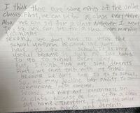 自由英作文の添削をお願いしたいです オンライン授業のメリットデメリ Yahoo 知恵袋