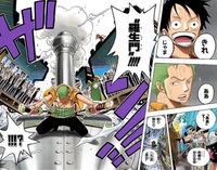 Onepieceのw7 海列車編でロケットマンに乗ったゾロがパッフィ Yahoo 知恵袋