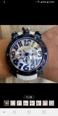 GaGaMILANO48ミリクロノグラフ真ん中のストップウォッチ秒針が右上リセ