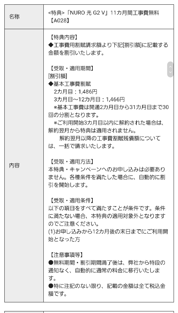 Nuro光を契約しました 36カ月払いで工事費実質無料の特典だったはずですが Yahoo 知恵袋
