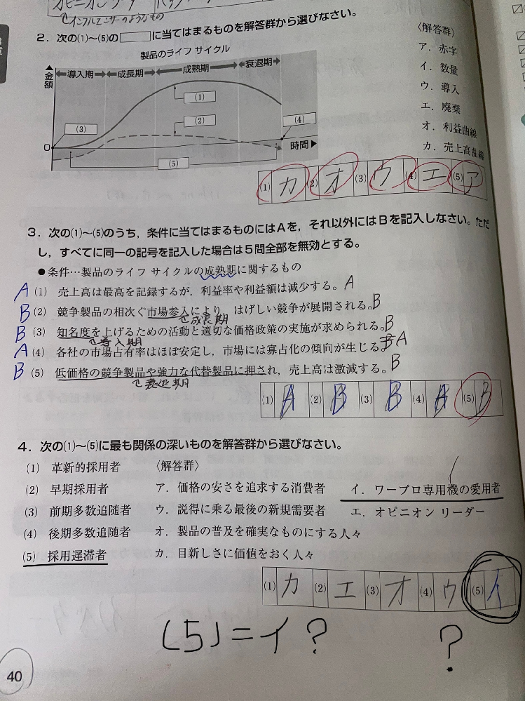 回答お願いします マーケティング学です 実教出版のマーケティングワークを使用し Yahoo 知恵袋