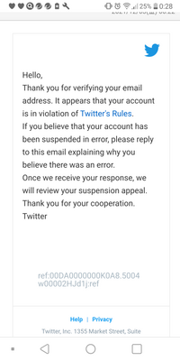 至急 ツイッターのアカウント凍結をされ 異議申し立てをしたところ 英語で返信 Yahoo 知恵袋