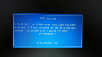 パソコンを立ち上げたとき、最初にこの画面が出ます。これはどういう意味でしょうか。
ボタン電池切れ？ですかね。
パソコンはマウスのノートです。

cmos message a first boot or nvram reset condition has been detected....