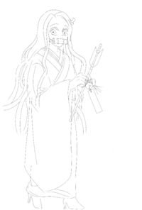 私が描いた絵について質問します 着物姿で禰豆子ちゃんを描いたのですがイラ Yahoo 知恵袋