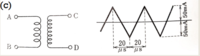相互インダクタンスの問題です。 図 C 左のような回路の相互インダクタンスは2×10^(-3) Hである。端子ABに図C右のような三角波の交流を流し、端子CDに実効値を測定する電圧計を接続した場合、どのような波形になるか？

よろしくお願いします。