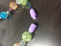 子供のネックレスを作りましたが画像のラベンダー色の留め具の名前がわかりません。
どなたか分かりますか？ 