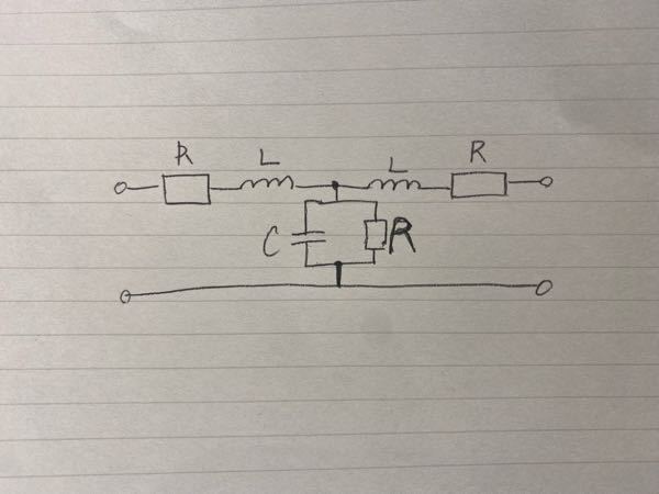 次の回路のZパラメータを求める問題なのですが、ご教授いただけないでしょうか。 抵抗R=10[Ω]、インダクタンスL=20mH、キャパシタンスC=200[μF]、角周波数ω=500[rad/s] 電気回路 2端子対回路 過渡応答