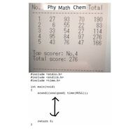 C言語で5人分の物理 数学 化学の点数を 1から100の整数を乱 Yahoo 知恵袋