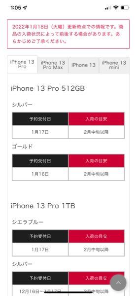なぜiPhone13Proの128GBは表示されていないのでしょうか？